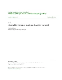Eternal Recurrence in a Neo-Kantian Context Michael S