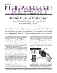 HP, Intel Complete IA-64 Rollout:4/10/00