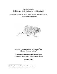 Spatial Model Prototype for California Vole