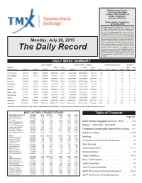 The Daily Record Is Published by TSX Inc