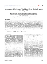 Assessment of Soil Loss of the Dhalai River Basin, Tripura, India Using USLE
