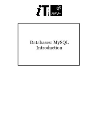 Databases: Mysql Introduction