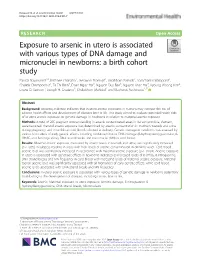 Exposure to Arsenic in Utero Is Associated