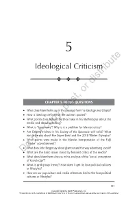 Ideological Criticism ❖ ❖ ❖