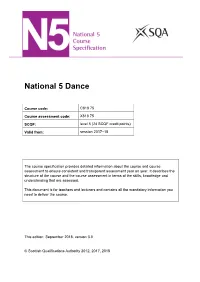 N5 Dance Course Specification
