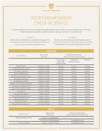 Rocky Mountaineer Check-In Service