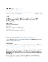 Self-Efficacy and Quality of Classroom Interactions of EFP Teachers in Niger