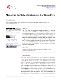 Managing the Urban Environment of Lima, Peru