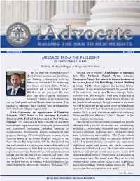 Message from the President By: CHRISTOPHER J