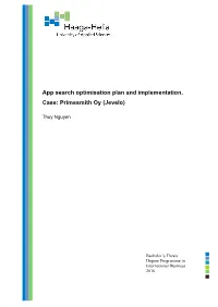 App Search Optimisation Plan and Implementation. Case: Primesmith Oy (Jevelo)