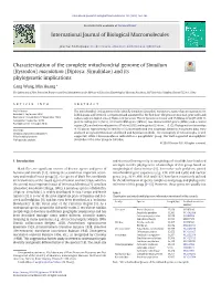 Characterization of the Complete Mitochondrial Genome of Simulium (Byssodon) Maculatum (Diptera: Simuliidae) and Its Phylogenetic Implications