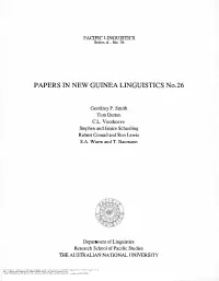 Papers in New Guinea Linguistics No. 26