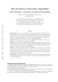The Evolution of Boosting Algorithms from Machine Learning to Statistical Modelling∗