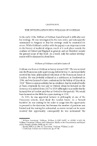 THE INVESTIGATION INTO WILLIAM of OCKHAM in the Early 1320S