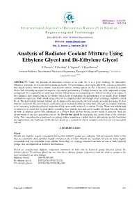 Analysis of Radiator Coolant Mixture Using Ethylene Glycol and Di-Ethylene Glycol