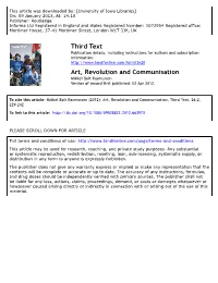 Art, Revolution and Communisation Mikkel Bolt Rasmussen Version of Record First Published: 02 Apr 2012