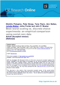 Best–Worst Scaling Vs. Discrete Choice Experiments: an Empirical Comparison Using Social Care Data Article (Accepted Version) (Refereed)