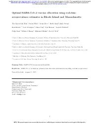 Optimal SARS-Cov-2 Vaccine Allocation Using Real-Time Seroprevalence Estimates in Rhode Island and Massachusetts