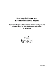 Planning Evidence and Recommendations Report