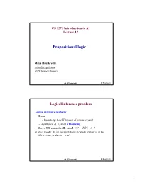 Propositional Logic. Inferences