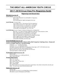 2009-2010 Circus Classes Pre-Requisites