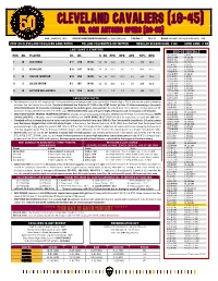 2019-20 Cleveland Cavaliers Game Notes Follow @Cavsnotes on Twitter Regular Season Game # 64 Home Game # 36