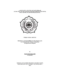 A Syntactic Analysis of Noun Phrase in the Text of Developing English Competencies Book for X Grade of Senior High School