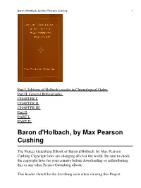 Baron D'holbach, by Max Pearson Cushing 1