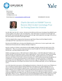Charles Bennett and WMAP Team to Receive 2012 Gruber Cosmology Prize