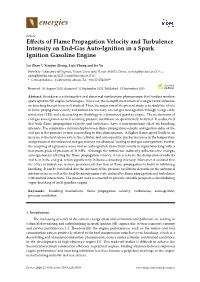 Effects of Flame Propagation Velocity and Turbulence Intensity On