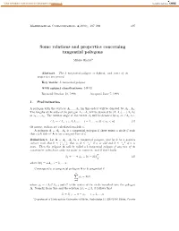 Some Relations and Properties Concerning Tangential Polygons