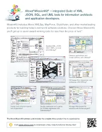Altova® Missionkit® – Integrated Suite of XML, JSON, SQL, and UML Tools for Information Architects and Application Developers
