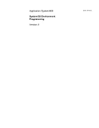 Application System/400 System/38 Environment Programming Version 3 Publication No
