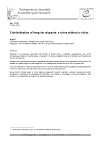 Criminalisation of Irregular Migrants: a Crime Without a Victim