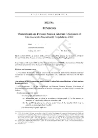 Draft Occupational and Personal Pension Schemes (Disclosure Of