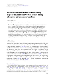 Institutional Solutions to Free-Riding in Peer-To-Peer Networks: a Case Study of Online Pirate Communities