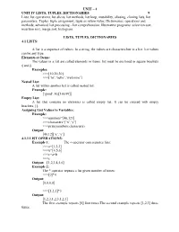 Lists, Tuples, Dictionaries
