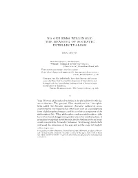 No One Errs Willingly: the Meaning of Socratic Intellectualism