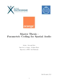 Parametric Coding for Spatial Audio