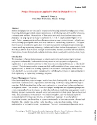 Project Management Applied to Student Design Projects