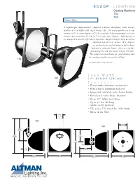 SCOOP LIGHTING Catalog Numbers 154 160 Fixture Type
