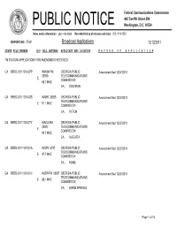 Broadcast Applications 12/12/2011