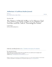 Earl Lovelace and the Task of Â•Œrescuing the Futureâ•Š