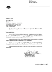 Pfizer, Inc., Letter of Support for Parent