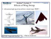 Section 7, Lecture 3: Effects of Wing Sweep