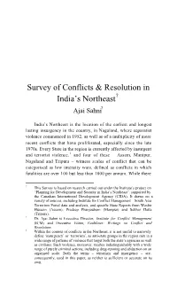 Survey of Conflicts & Resolution in India's Northeast
