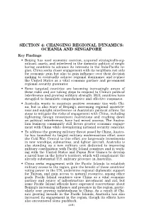 Changing Regional Dynamics: Oceania and Singapore