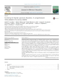 Screening for Bipolar Spectrum Disorders a Comprehensive Meta