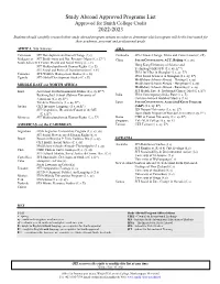 Study Abroad Approved Programs List