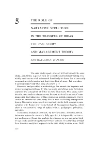 The Role of Narrative Structure in the Transfer of Ideas: the Case Study